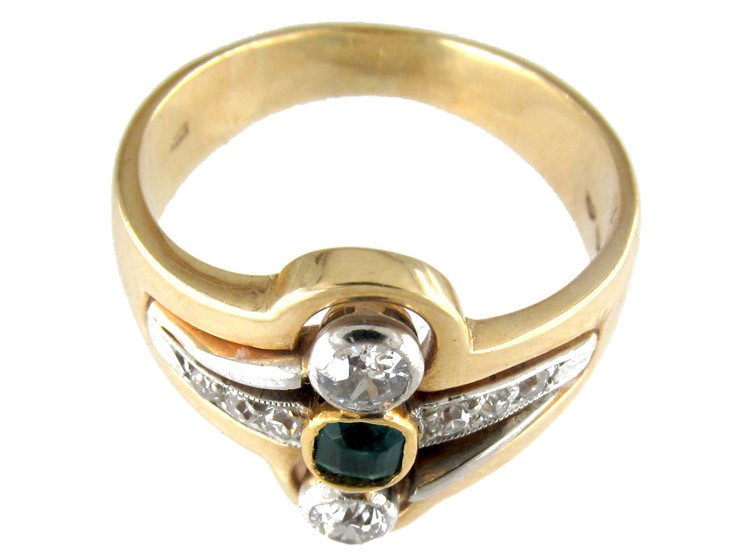 Art Nouveau Emerald & Diamond Ring