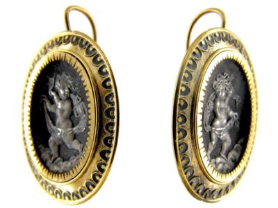 French Gold & Silver Cherub Earrings