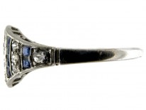 Art Deco Square Cut Sapphire & Diamond Ring