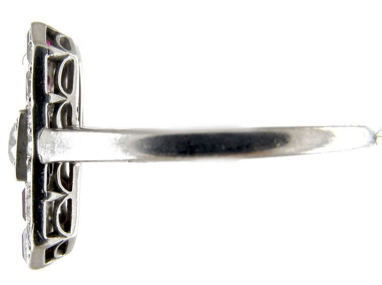 Ruby & Diamond Rectangular Art Deco Ring