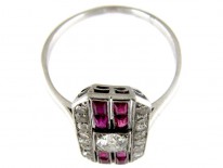 Ruby & Diamond Rectangular Art Deco Ring