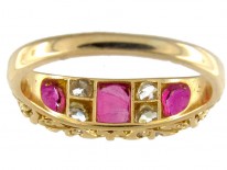 Three Stone Ruby & Diamond Victorian Ring