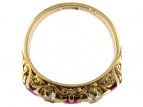 Three Stone Ruby & Diamond Victorian Ring