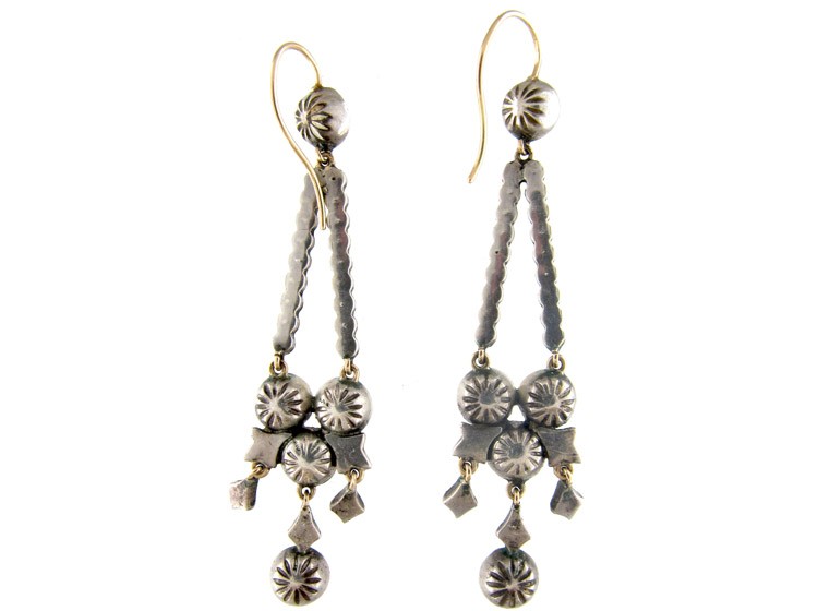 Edwardian Silver Paste Drop Earrings
