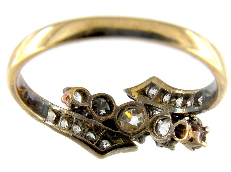 Gold & Platinum Diamond Crossover Ring