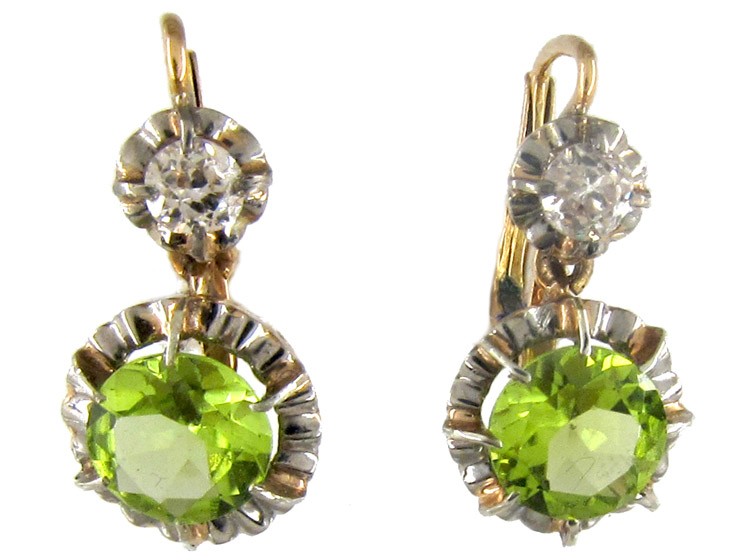 Edwardian Peridot & Diamond Earrings