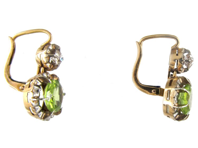 Edwardian Peridot & Diamond Earrings