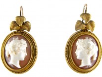 Victorian 15ct Gold Cameo Earrings