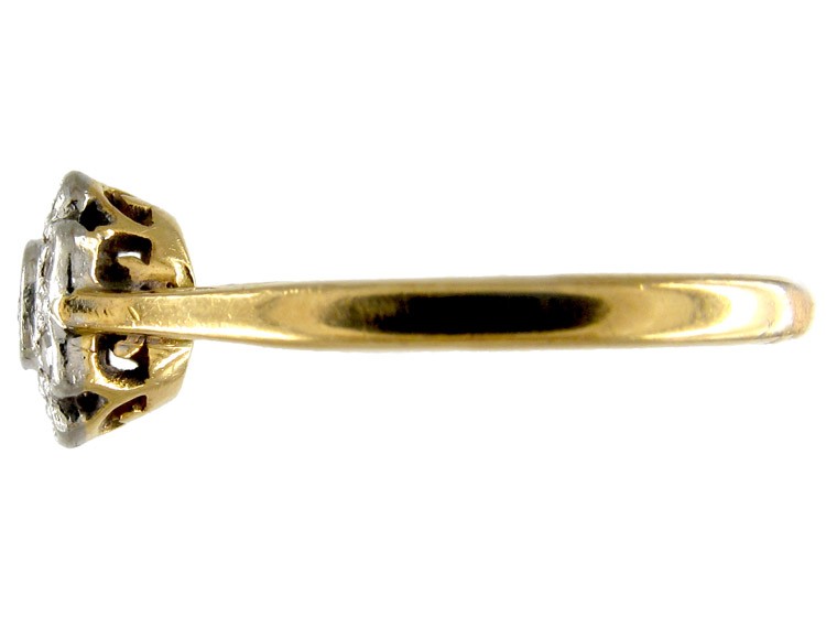 Edwardian Platinum & 18ct Gold Diamond Cluster Ring