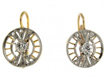 Round Diamond Set Art Deco Earrings