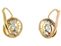 Round Diamond Set Art Deco Earrings