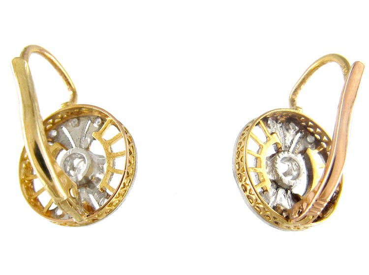 Round Diamond Set Art Deco Earrings