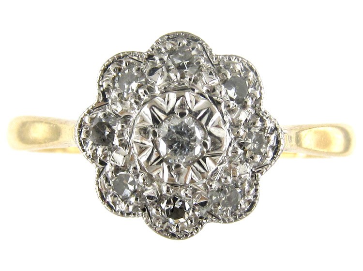 Diamond Round Cluster Ring