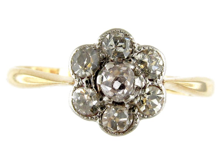 Raised Diamond Cluster Ring