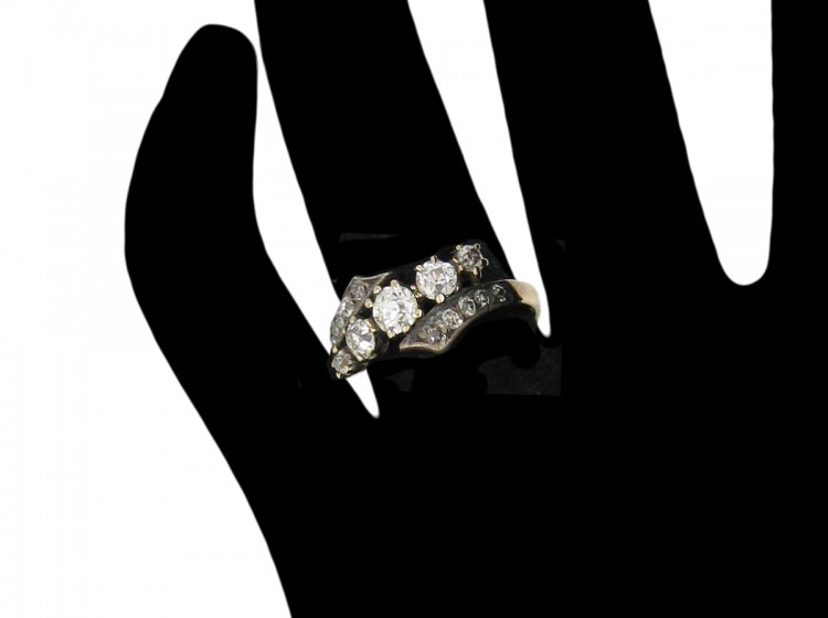 Gold & Platinum Diamond Crossover Ring