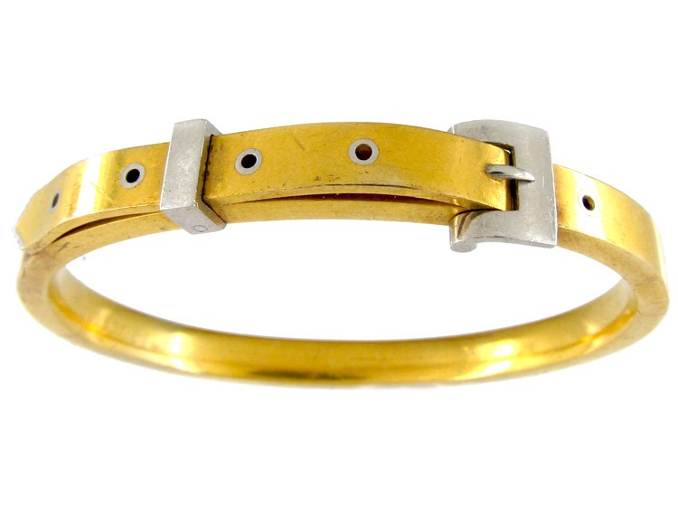 Gold & Platinum Buckle Bangle