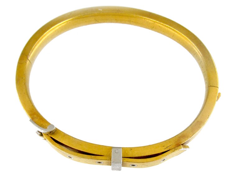Gold & Platinum Buckle Bangle