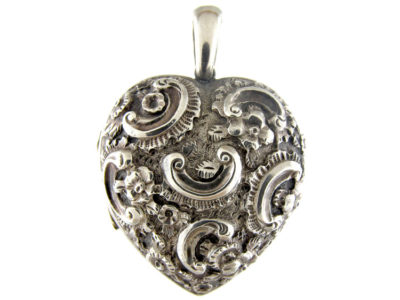 Victorian Silver Heart Shaped Vinaigrette