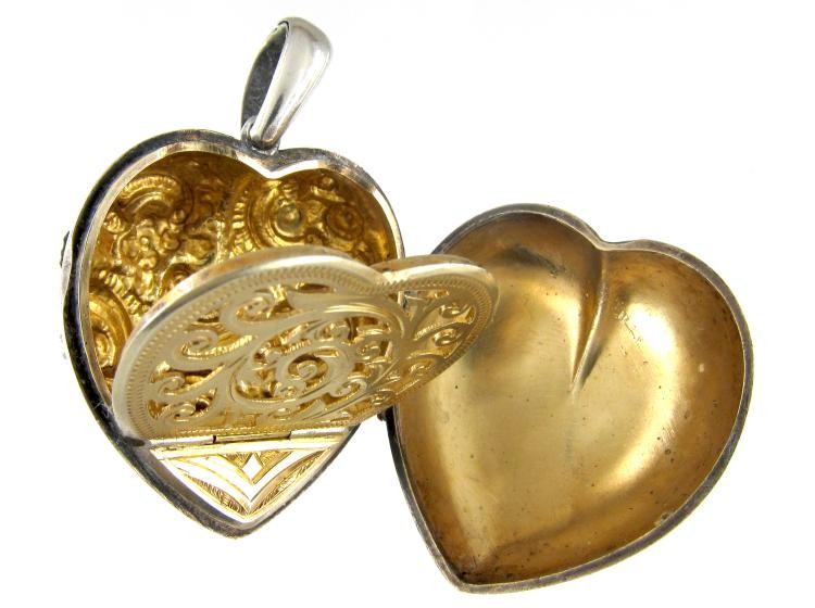 Victorian Silver Heart Shaped Vinaigrette