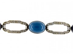 Silver Blue & White Paste Art Deco Bracelet