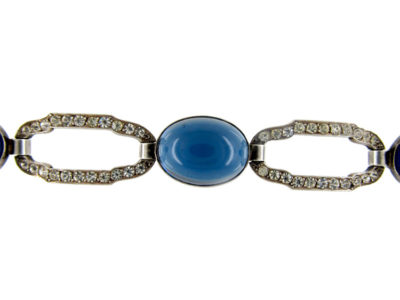 Silver Blue & White Paste Art Deco Bracelet