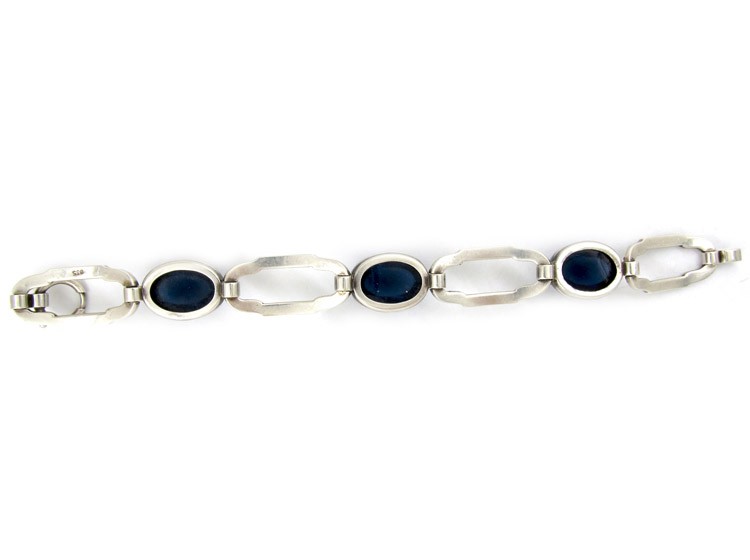 Silver Blue & White Paste Art Deco Bracelet