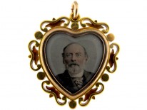 Suffragette Enamel 15ct Gold Heart Pendant