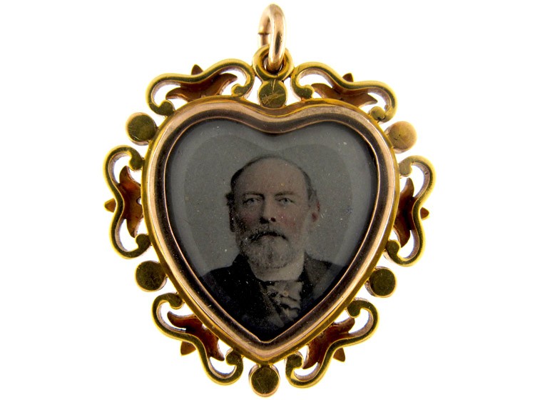 Suffragette Enamel 15ct Gold Heart Pendant