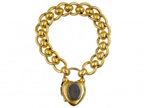 Large Gold Garnet Padlock Victorian Bracelet