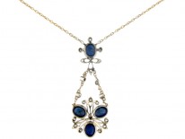 Cabochon Sapphire & Diamond Pendant on Chain