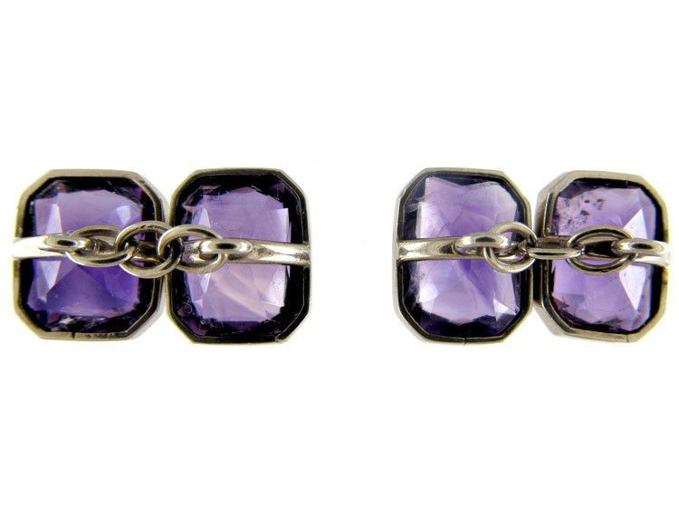Amethyst 9ct White Gold Cufflinks