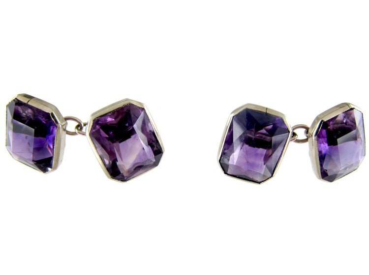 Amethyst 9ct White Gold Cufflinks