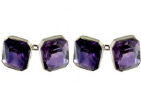 Amethyst 9ct White Gold Cufflinks