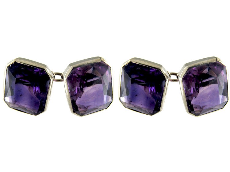 Amethyst 9ct White Gold Cufflinks
