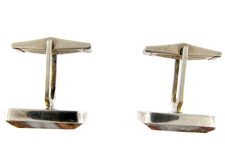 Silver ​& Agate Cufflinks