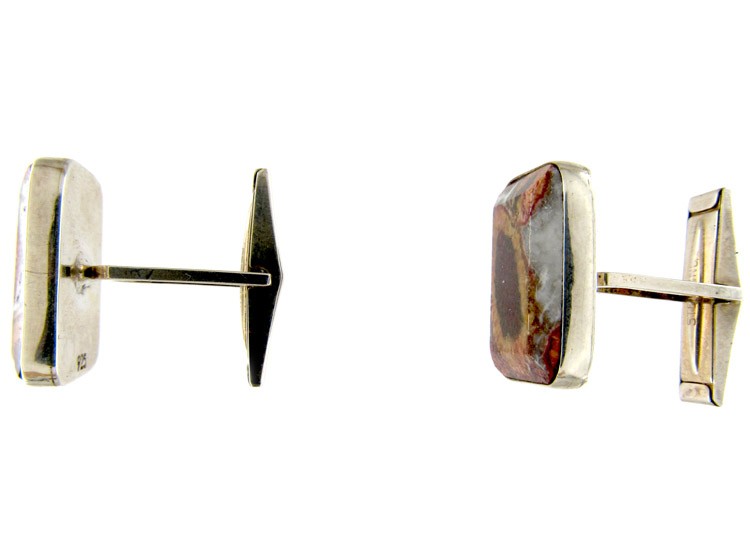 Silver ​& Agate Cufflinks