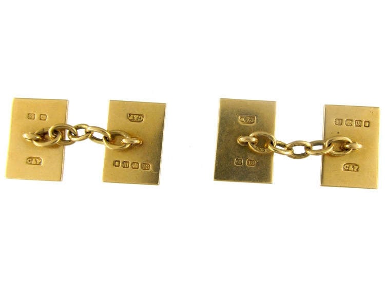 Blue & White Enamel 18ct Gold Cufflinks by Cropp & Farr