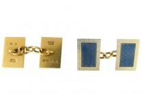 Blue & White Enamel 18ct Gold Cufflinks by Cropp & Farr