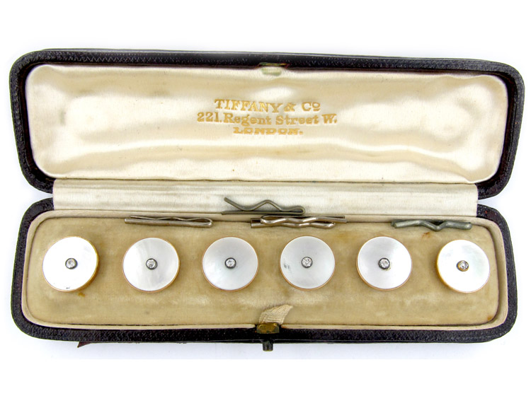 Tiffany & Co. 18ct Gold, Mother of Pearl & Diamond Buttons (713D