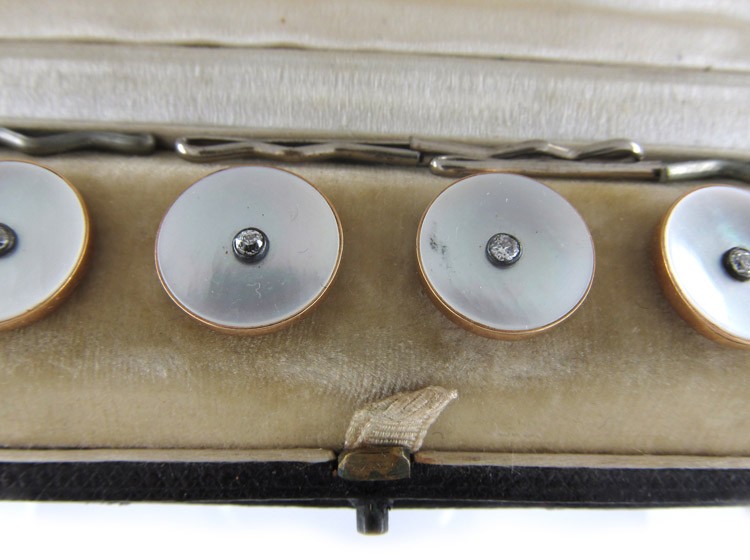 Tiffany & Co. 18ct Gold, Mother of Pearl & Diamond Buttons