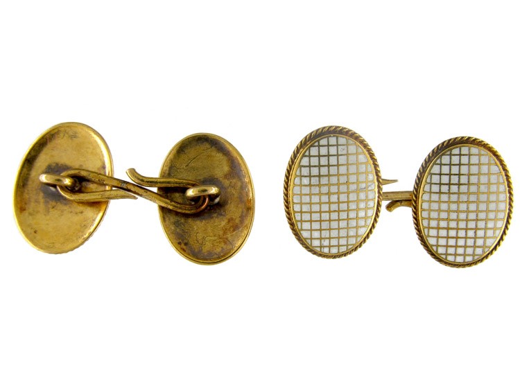 18ct Victorian White Enamel Cufflinks