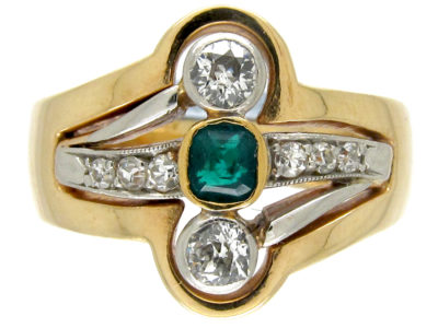 Art Nouveau Emerald & Diamond Ring