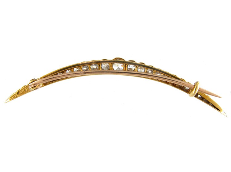 Victorian Diamond Crescent Moon Brooch