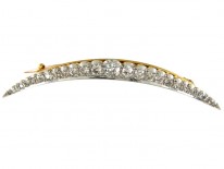 Victorian Diamond Crescent Moon Brooch