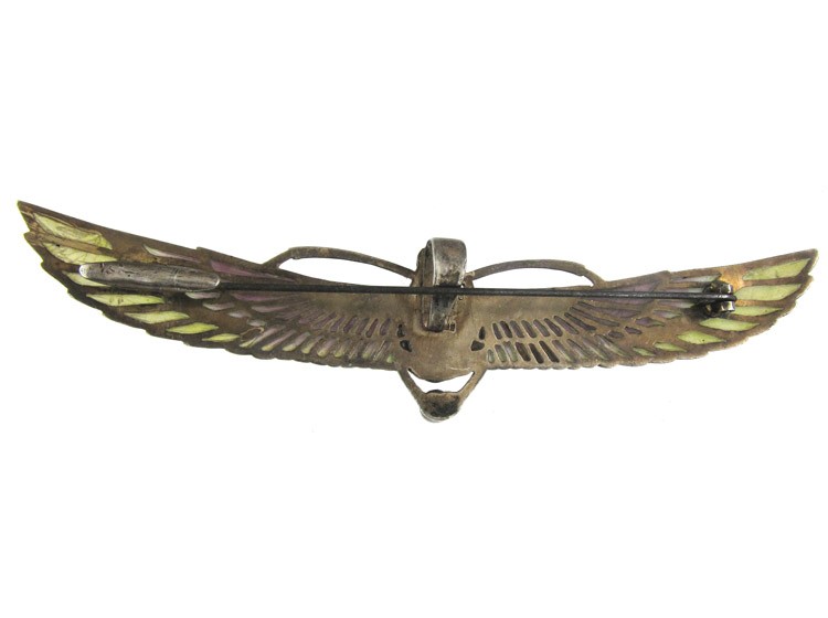 Plique-à-Jour Egyptian Revival Silver Brooch