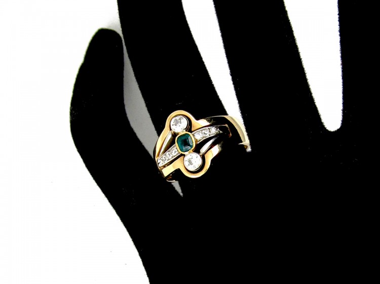 Art Nouveau Emerald & Diamond Ring