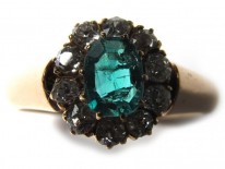 Emerald Diamond Cluster Ring