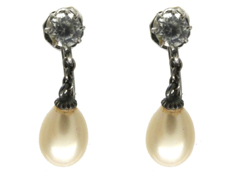 Paste & Faux Pearl Drop Earrings