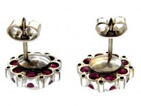 Ruby Pearl & Diamond Cluster Earrings