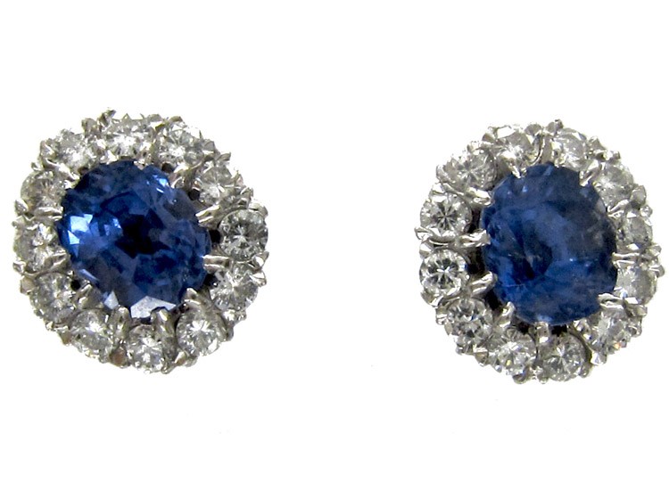 Ceylon Sapphire & Diamond Cluster Earrings